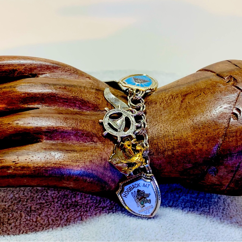 Vintage Sterling Silver Travel Charm Bracelet